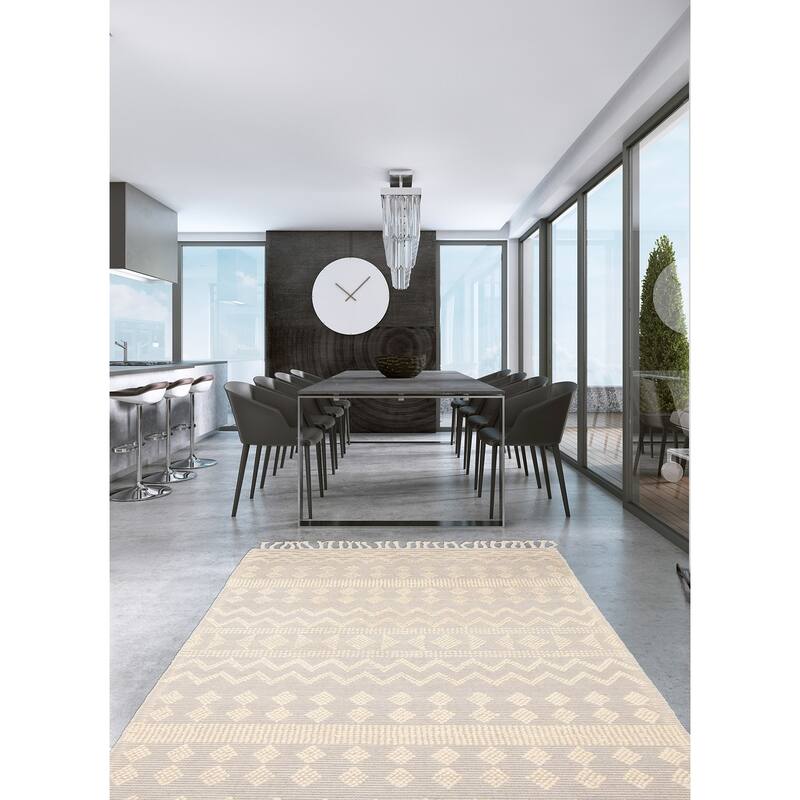 ECARPETGALLERY Braid weave Sienna Cream Wool Rug - 5'0 x 8'6