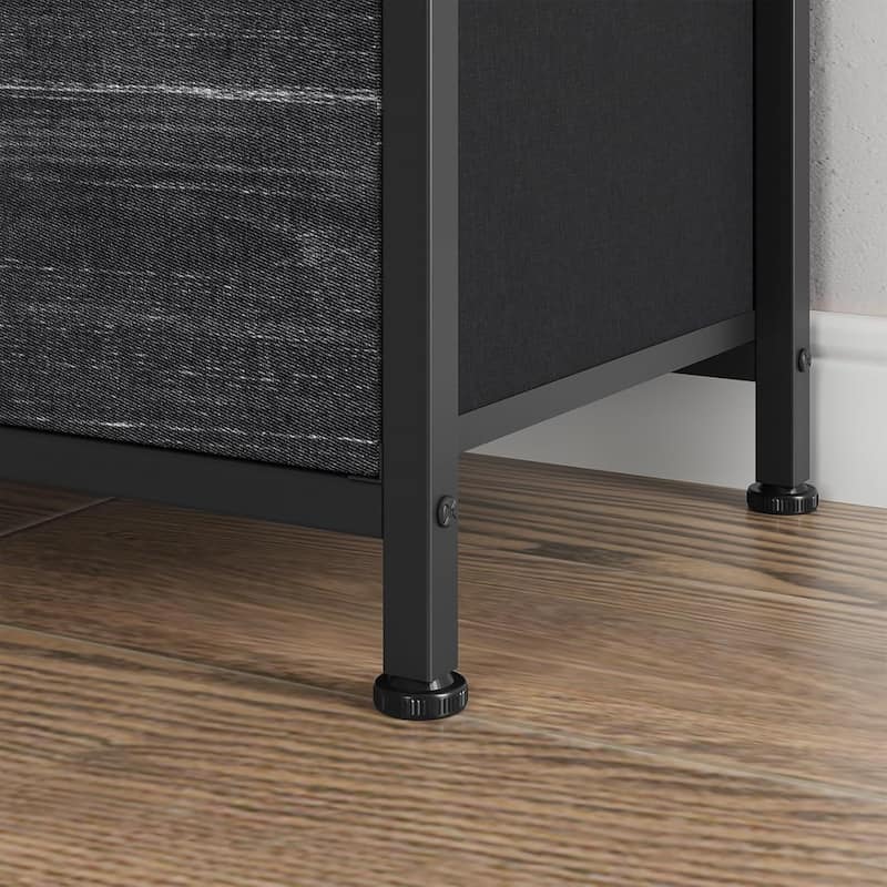 8-Drawer Fabric TV Stand with LED Lights & Built-in Power Outlets