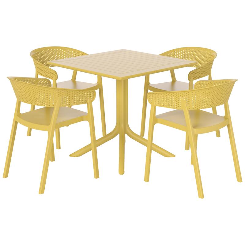 Frond and Form 4-Person Outdoor Square Dining Set - Yellow