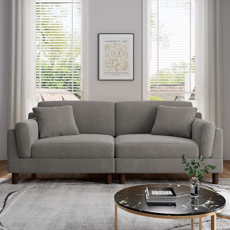 90" Corduroy Sectional Sofa Lounge Sleeper Sofa