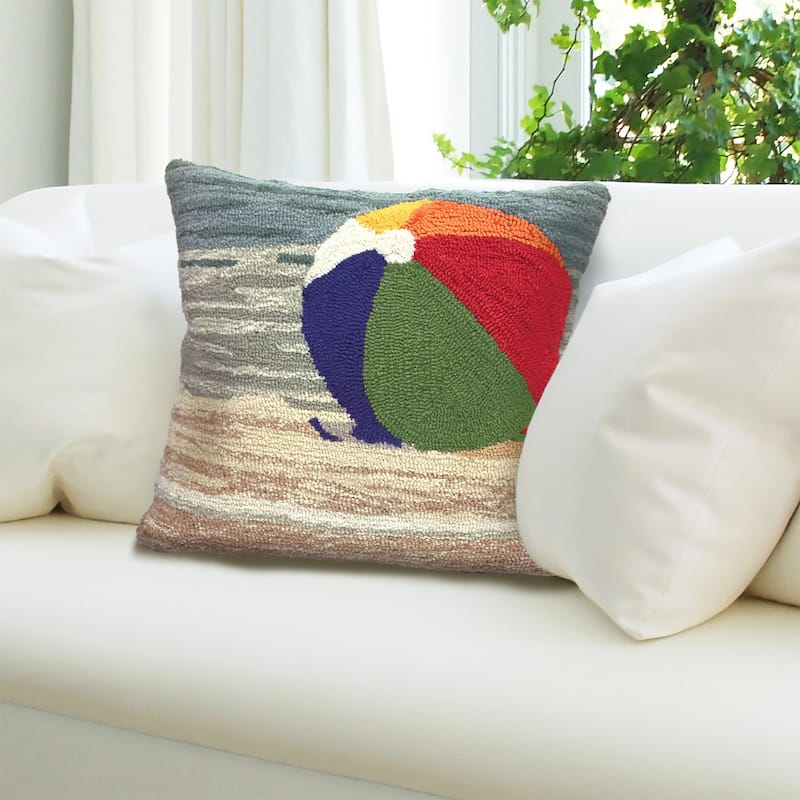Liora Manne Frontporch Life's A Beach Indoor/Outdoor Pillow Sand 18" Square
