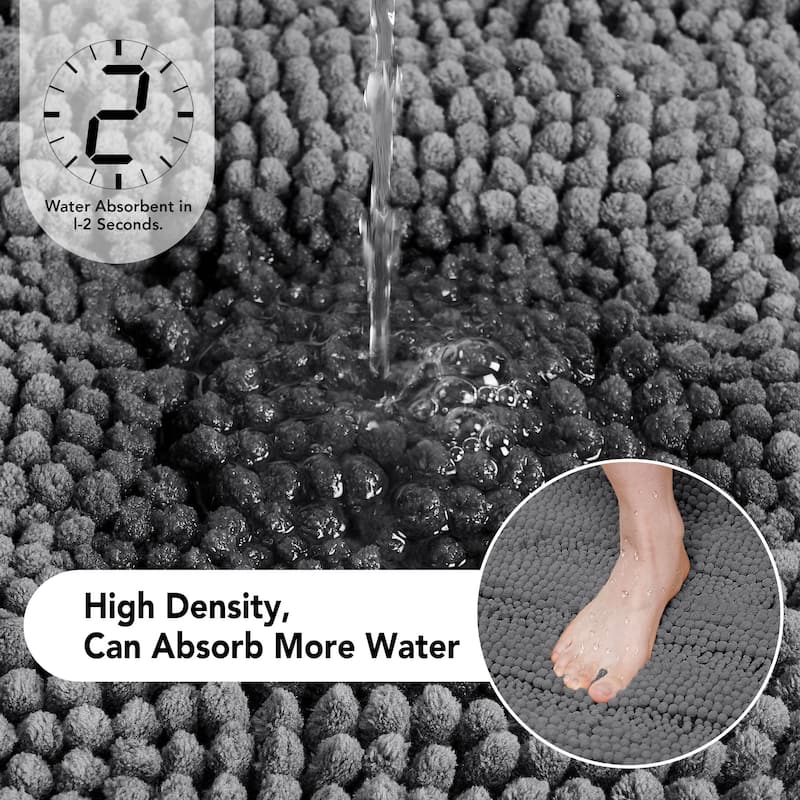 Deconovo Non Slip Chenille Striped Bath Mat Soft Durable