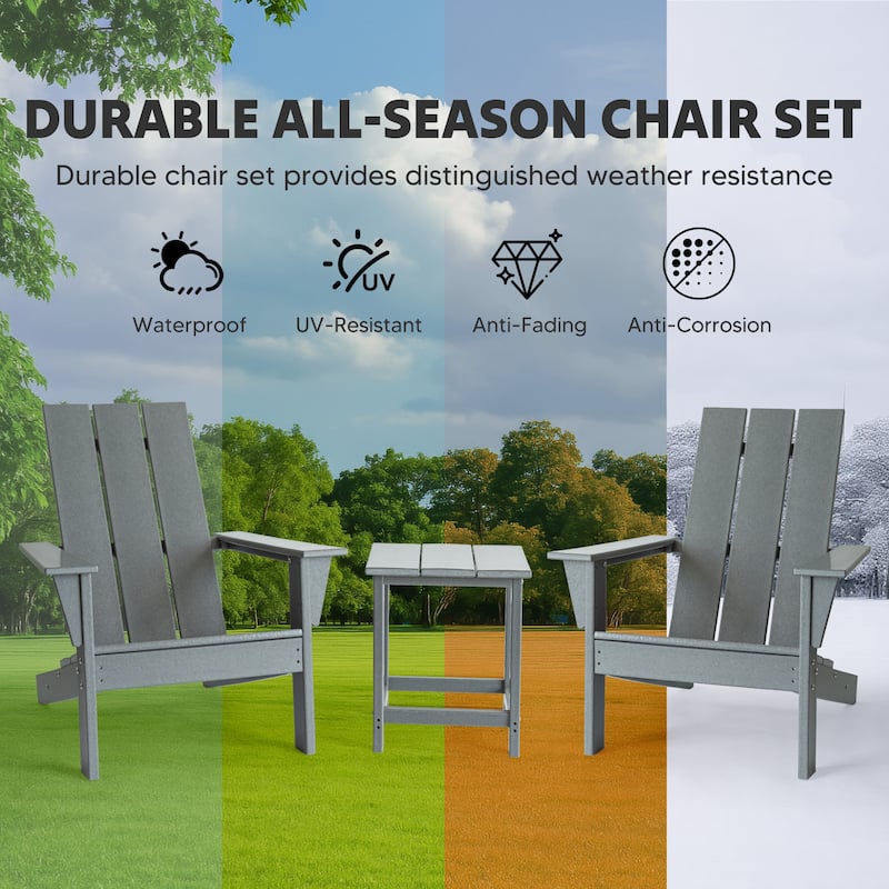 3-Piece Adirondack Chair Set with Table,HDPE All-Weather Resistant,Outdoor Chair for Patio,Garden,Poolside