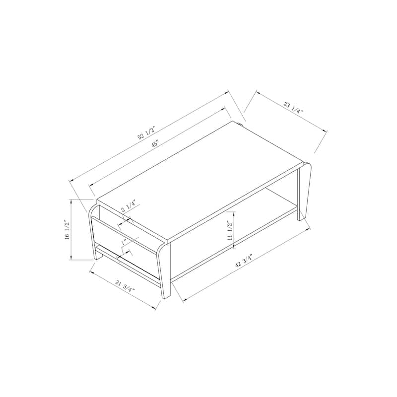 Rafi Contemporary Brown 56-inch 1-Shelf Coffee Table by Furniture of America