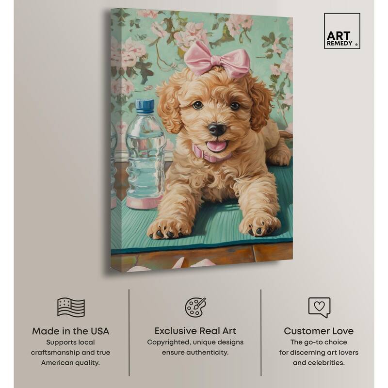 Goldendoodle Dainty Yoga Canvas by Art Remedy, Gallery Wrapped