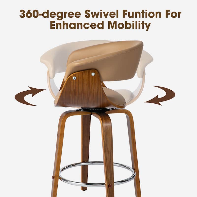Glitzhome Set of 2 or 4 Modern Counter & Bar Height Wooden Swivel Bar Stools