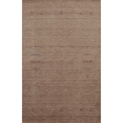 Hand Knotted Oriental 100% Wool Carpet Tribal Animal Pictorial Brown Gabbeh Area Rug - 7' 9'' X 5' 0''