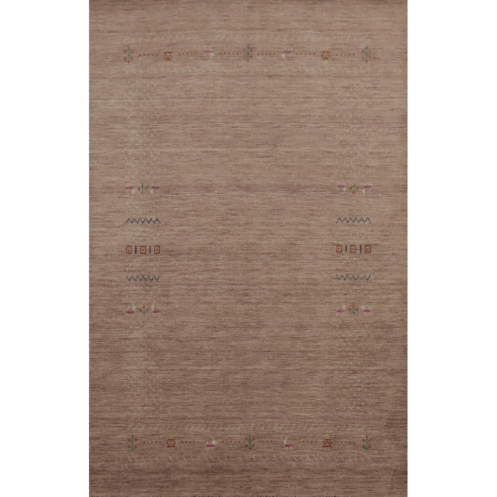 Hand Knotted Oriental 100% Wool Carpet Tribal Animal Pictorial Brown Gabbeh Area Rug - 7' 9'' X 5' 0''
