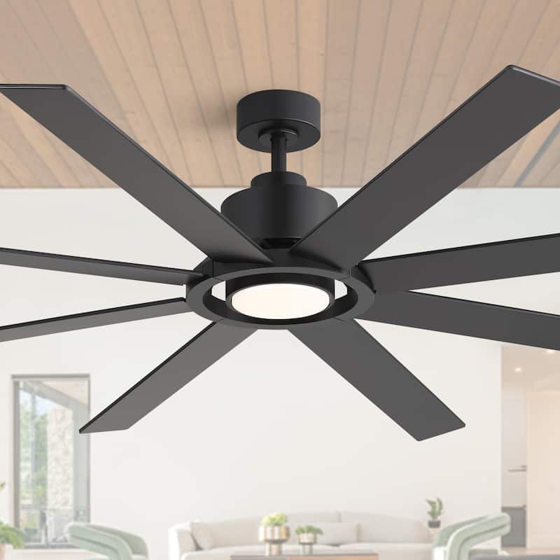 72 Inch 8-Blade Large Ceiling Fan with Dimmable LED Light and Remote - Remote