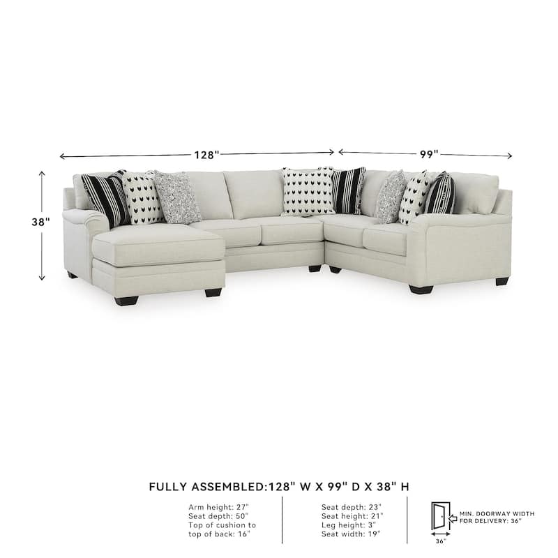 Signature Design by Ashley Huntsworth Dove Gray 4-Piece Sectional with Chaise - 128"W x 99"D x 38"H