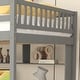 preview thumbnail 6 of 16, Full Size Loft Bed with Display Stand Desk Underneath, Wood High Loft Bed Frame with Storage Staircase and Storage Shelves