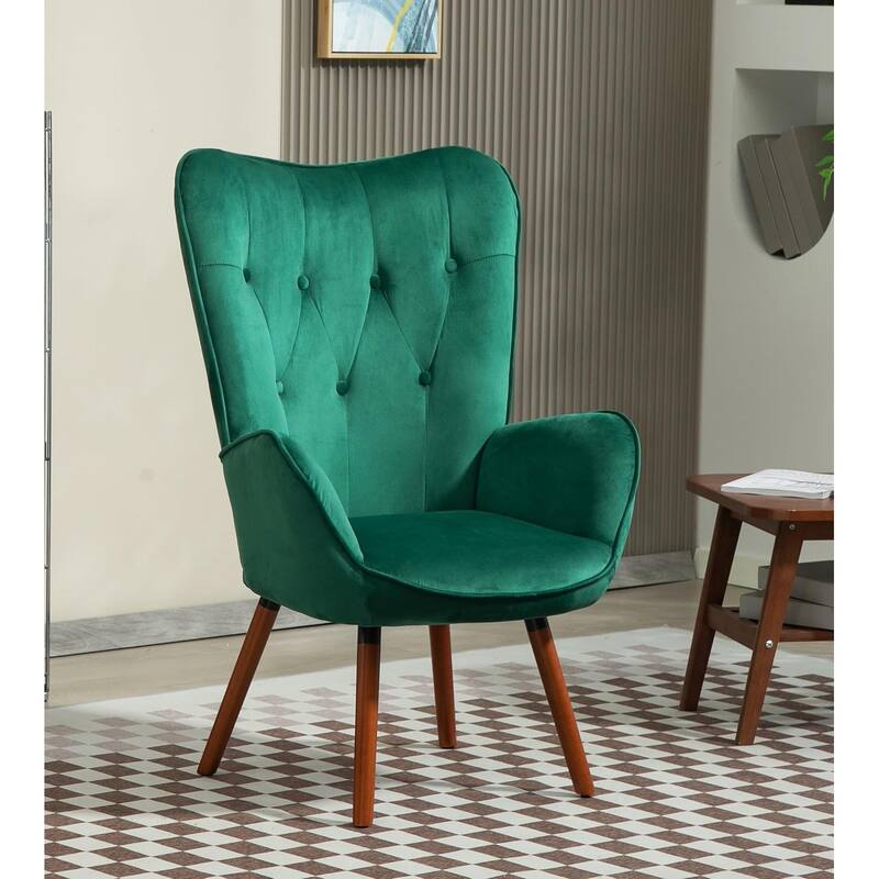 Kreedence 26.38" W Microfiber Accent Chair with Wing Back Design - Green