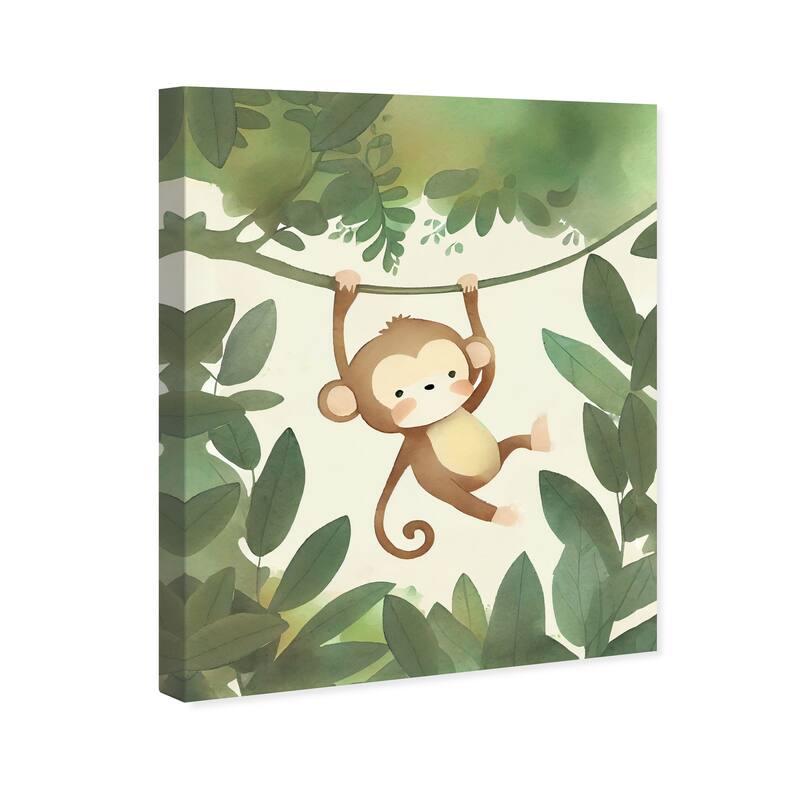 Wynwood Studio Canvas Animals Monkey Jungle Green and Modern & Contemporary Wall Art Canvas Print - Green, Brown