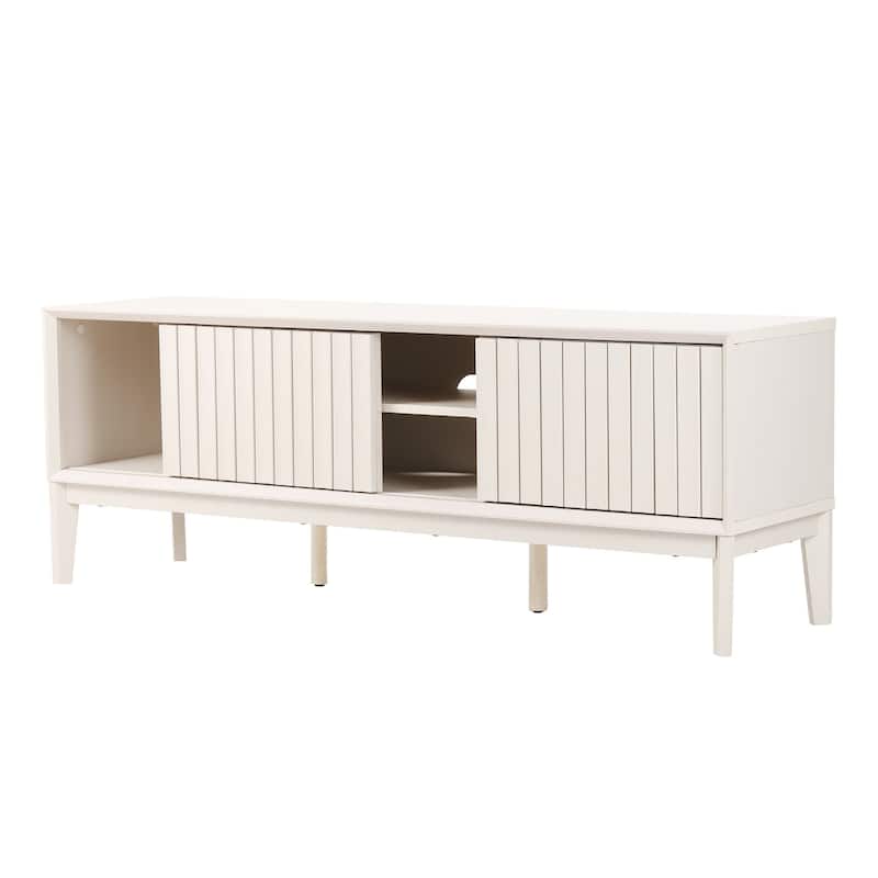 Damien 58 in. Farmhouse 3-Storage Sliding Door TV Stand Fits TVs up to 65 in. with Cable Management, by JONATHAN Y - 58"
