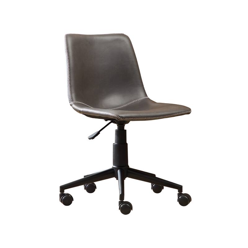 Gray Vanity Chair Office Chair with Adjustable Height, Leather Visitor Chairs Executive Chairs with Wheels