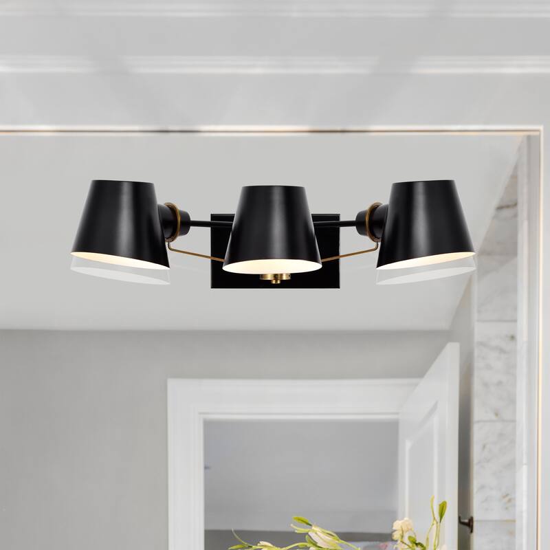 Baxter 3 Light Vanity Black with Burnished Brass
