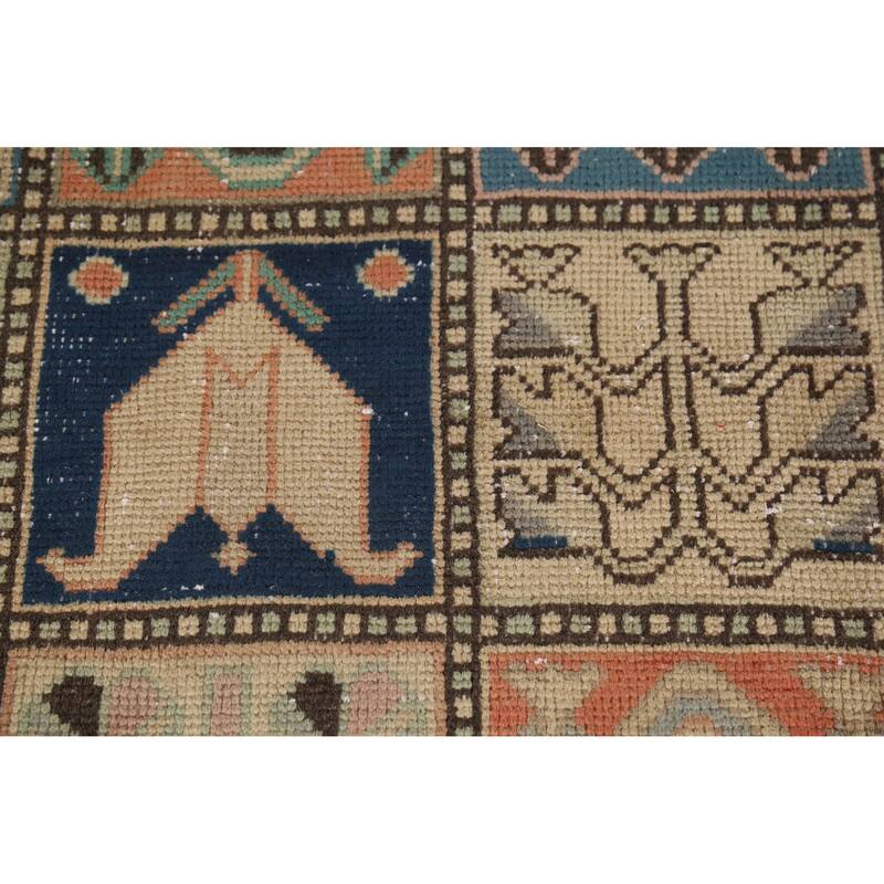 Hand Knotted Oriental 100% Wool Carpet Traditional Geometric Peach Bakhtiari Area Rug - 9' 4'' X 6' 11''