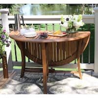 Brown Teak Wood Slatted Outdoor Dining Table - 36 x 36 x 30