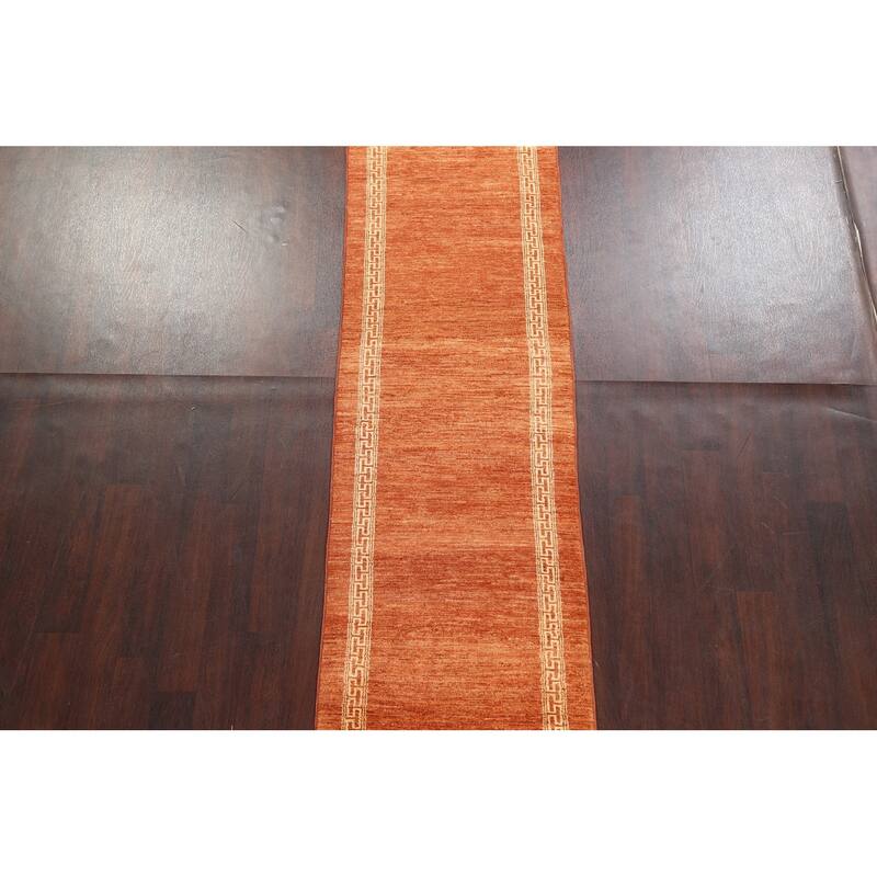Orange Gabbeh Kashkoli Oriental Runner Rug Wool Hand-knotted Carpet - 2'8" x 9'4"