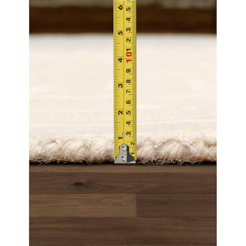 Pasargad Home Edgy Hand-Tufted Ivory BSilk & Wool Area Rug
