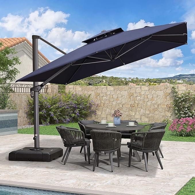 PURPLE LEAF Patio Cantilever Umbrella with 360 Degree Rotation