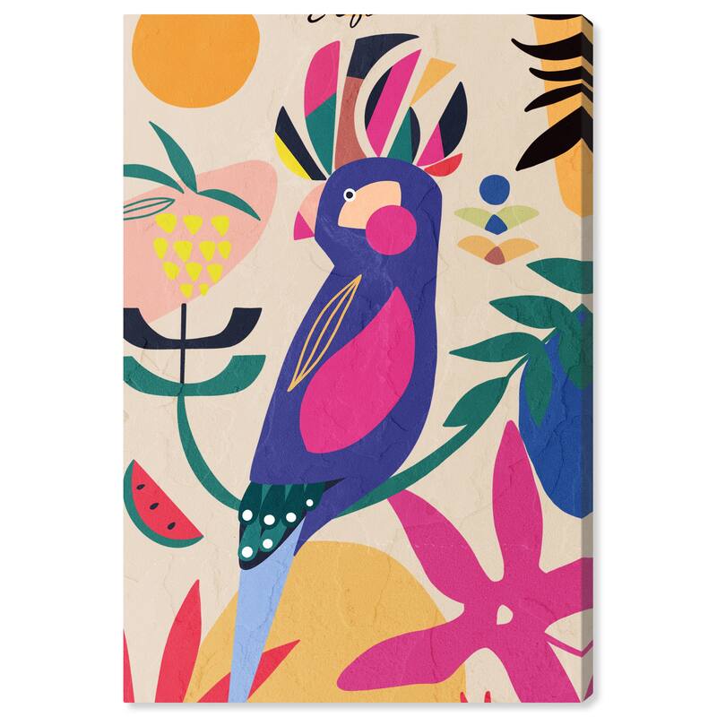 Wynwood Studio Canvas Animals Colourful Parrot Blue and Hot Pink Tropical Wall Art Canvas Print