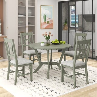Mid-Century Solid Wood 5-Piece Dining Table Set for Small Spaces - Bed ...