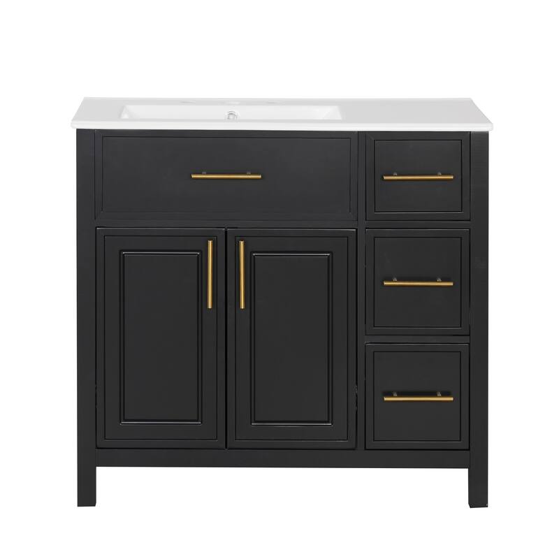 Contemporary 36" Bathroom Vanity with Sink Top,Cabinet with Two Doors and Three Drawers