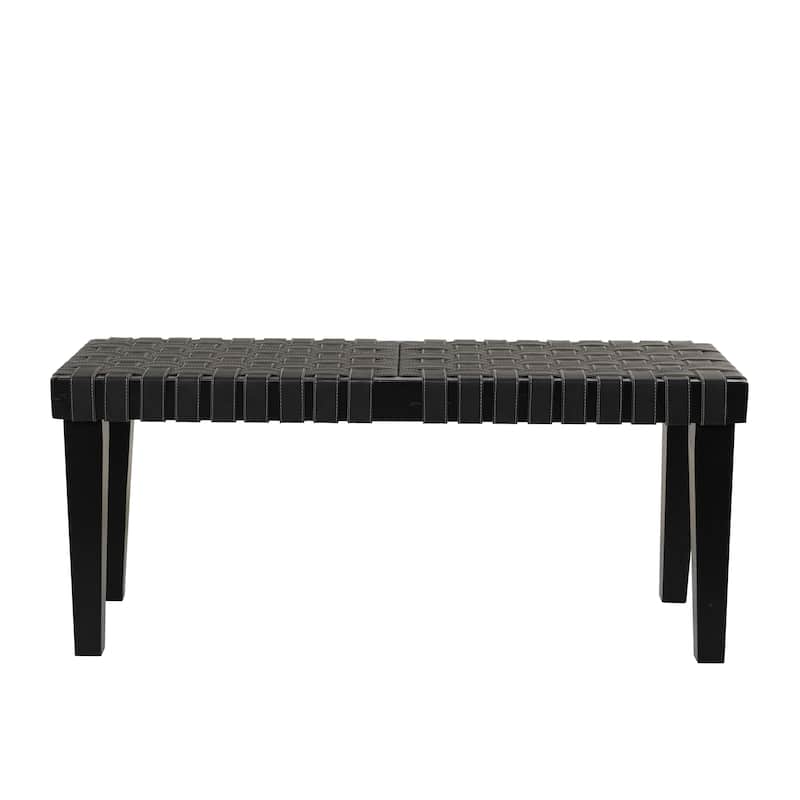 Wood Woven Bench - Black or Brown - Roche River Decor