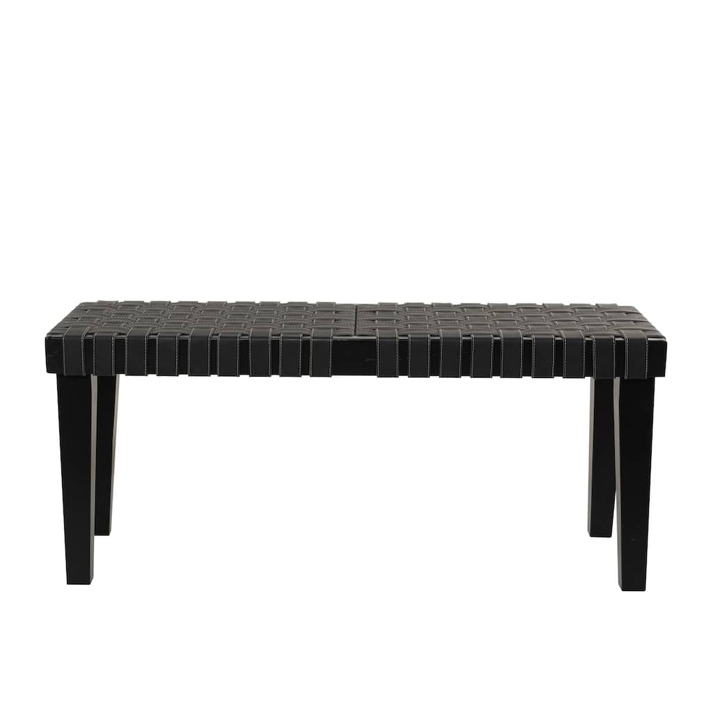 Wood Woven Bench - Black or Brown - Roche River Decor