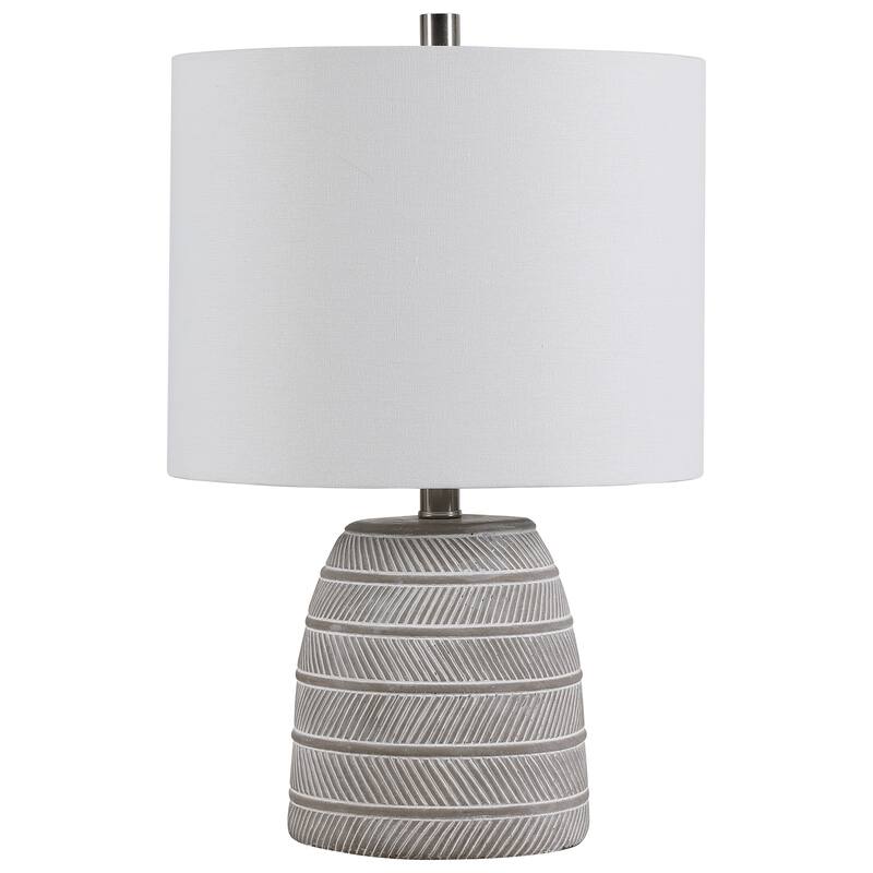 Grey and White Etched Concrete Table Lamp by Osvaldo Mendoza