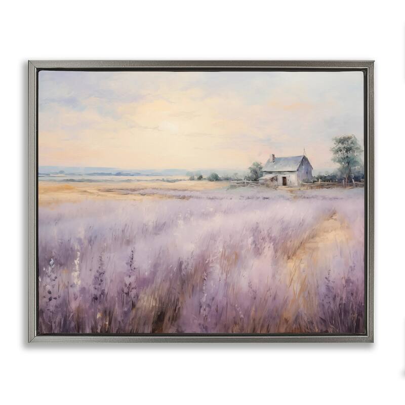 Stupell Lavender Farm Fields Framed Floater Canvas Wall Art Design By Arlington Prints - 21 x 17 - Grey
