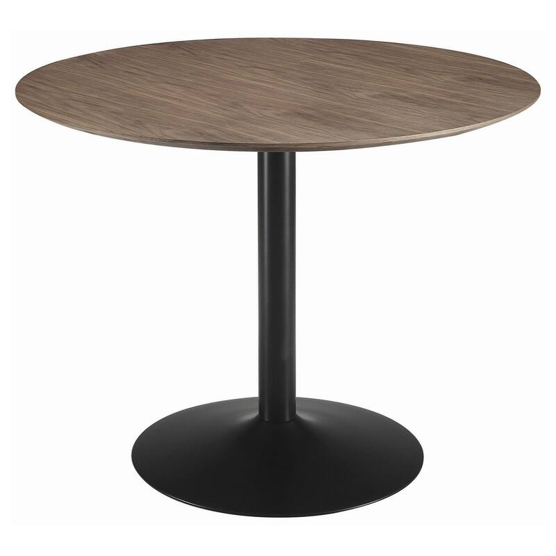 Cora Walnut and Black Round Dining Table - Brown