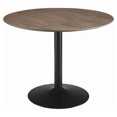 Cora Walnut and Black Round Dining Table