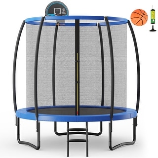 8 FT Recreational Trampoline W/ Basketball Hoop Safety Enclosure Net - 8 FT