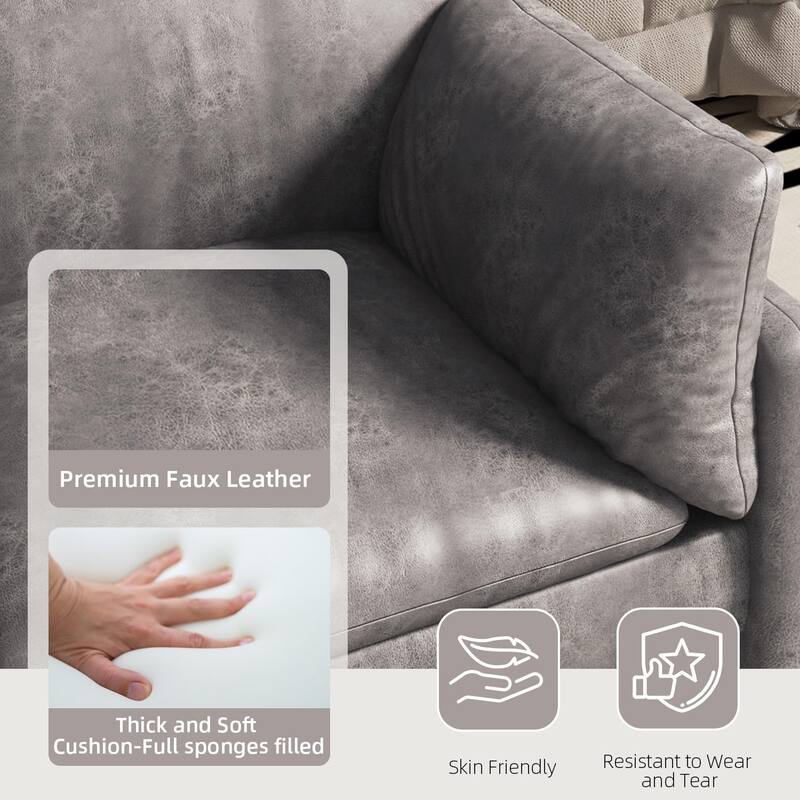 AECOJOY Love Seat Couch 68'' Modern Faux Leather Couch w/ Soft Cushion&Thick Armrest
