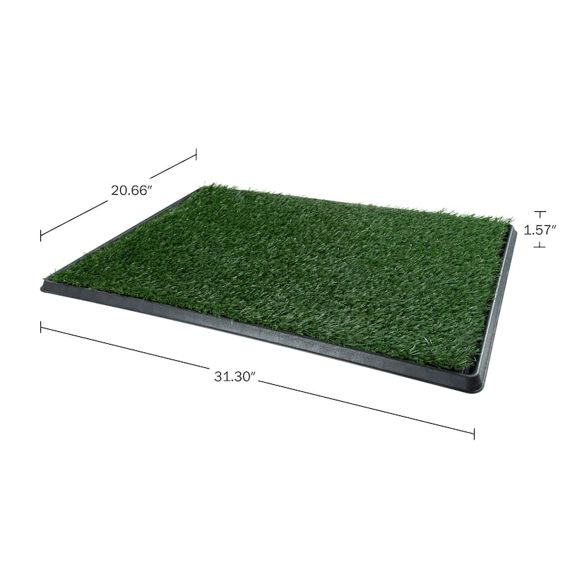 PETMAKER Reusable 4-Layer Artificial Grass Puppy Pee Pad with Tray