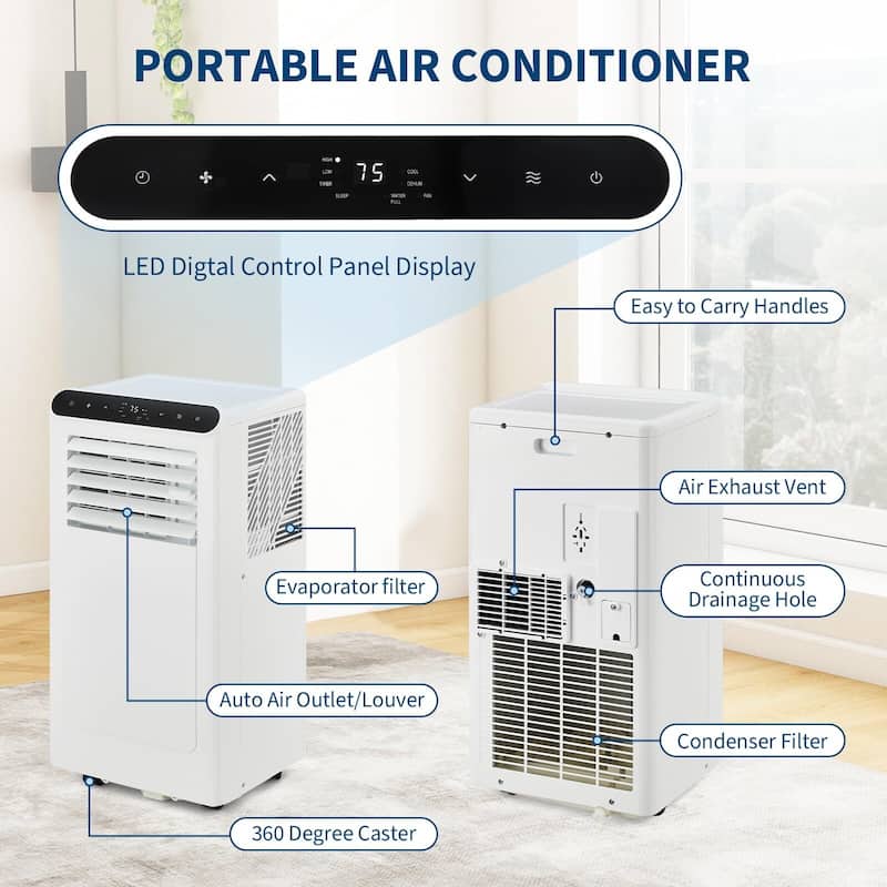 10000 BTU Portable Air Conditioner, Remote, 24H Timer, Sleep Mode
