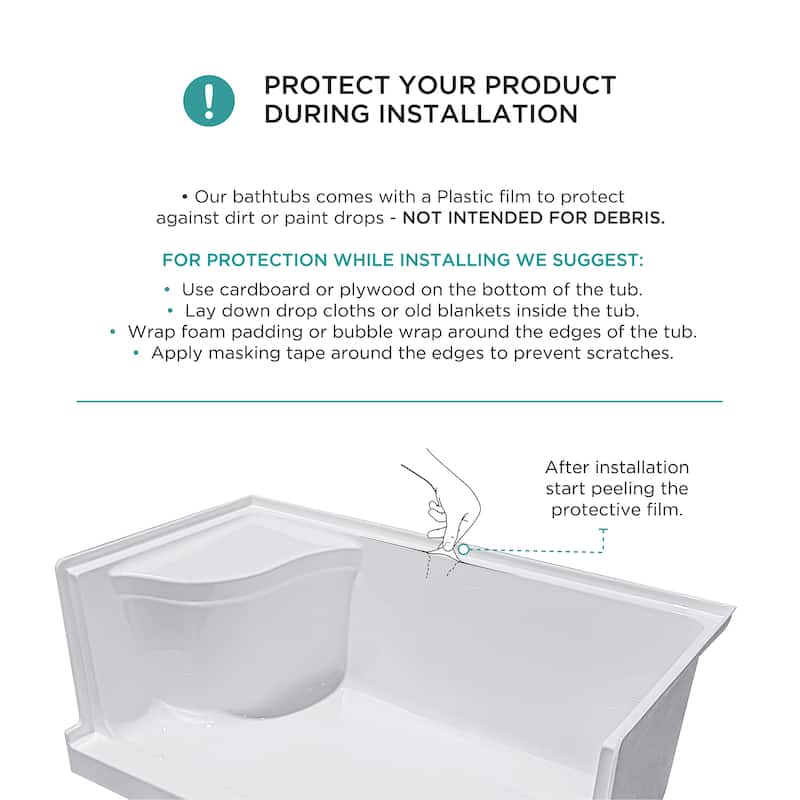 Fine Fixtures Single Threshold Acrylic Non-Slip Shower Base With Seat - 60 x 32