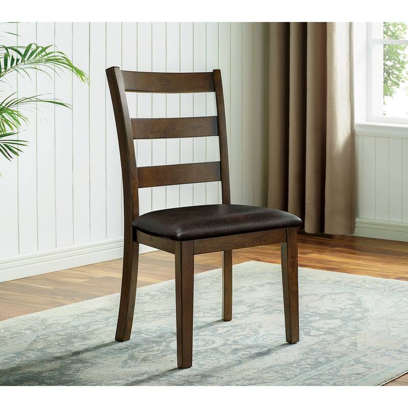 Transitional Style 5pc Dining Table Set 1x Dining Table,4x Chairs Padded seat Wooden Top Table Walnut And Dark Brown Finish