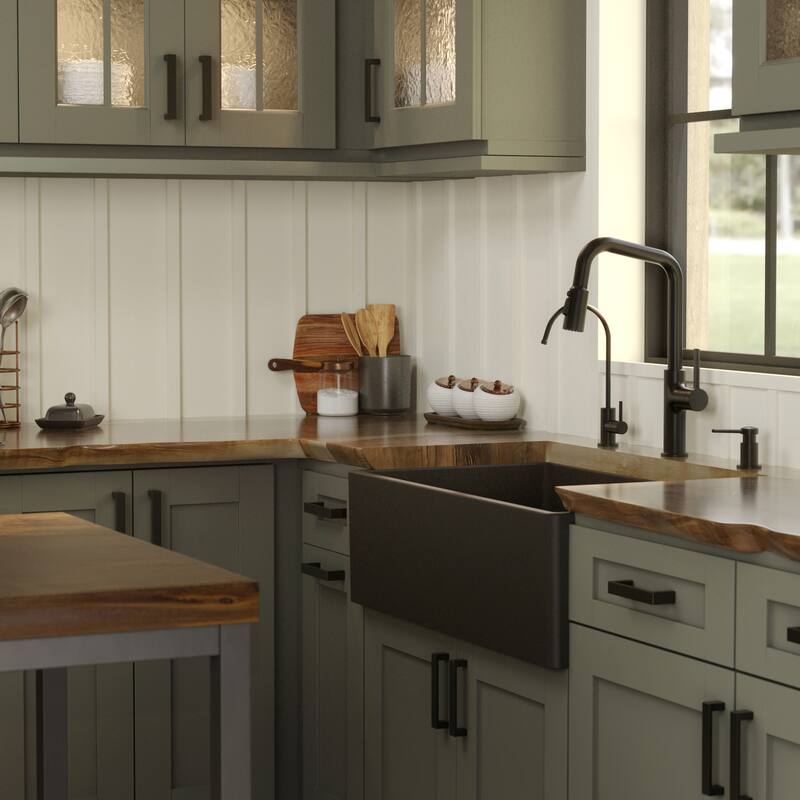 Karran FCP33SB 33" Single Bowl Panel Front Farmhouse Fireclay Kitchen Sink with Reversible Apron Front