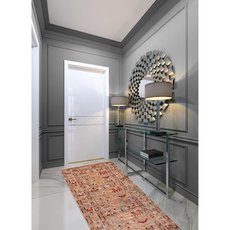 ECARPETGALLERY Hand-knotted Modern Ersari Beige Wool Rug - 2'8 x 9'10