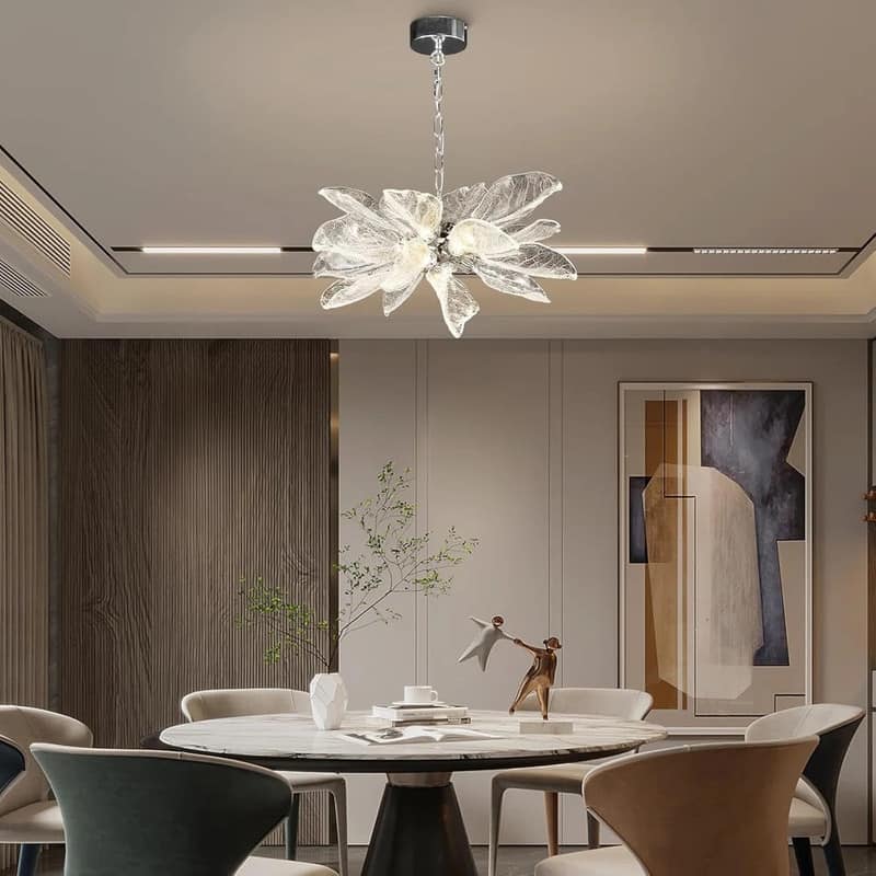 KAYLA D31.5" 18-Light Modern Chandelier, Bionic Leaf Chandelier - SLIVER - 23in