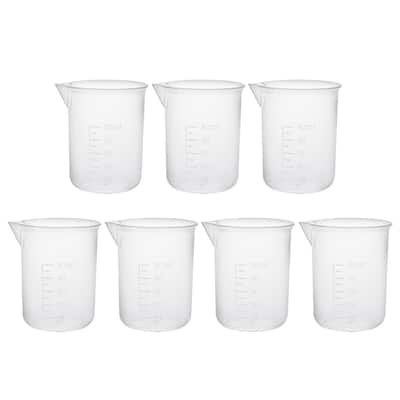 7pcs Clear Measuring Cup Labs PP Plastic Graduated Beakers 50ml - Transparent