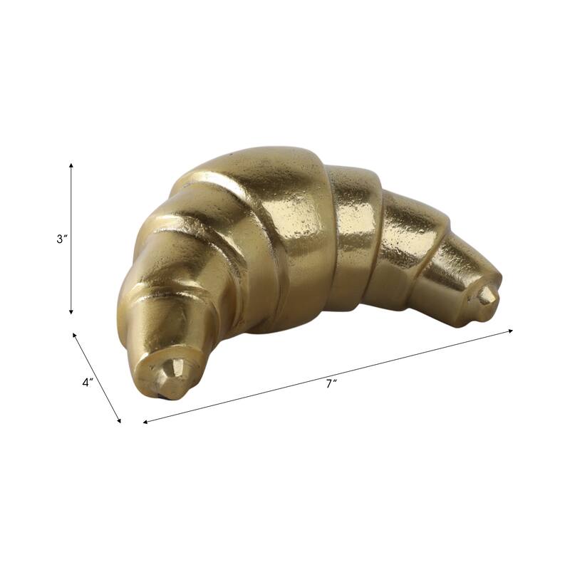 Metal Aluminum Croissant Decorative Object Modern Accent - 3" Gold - 6.75" x 4" x 3"