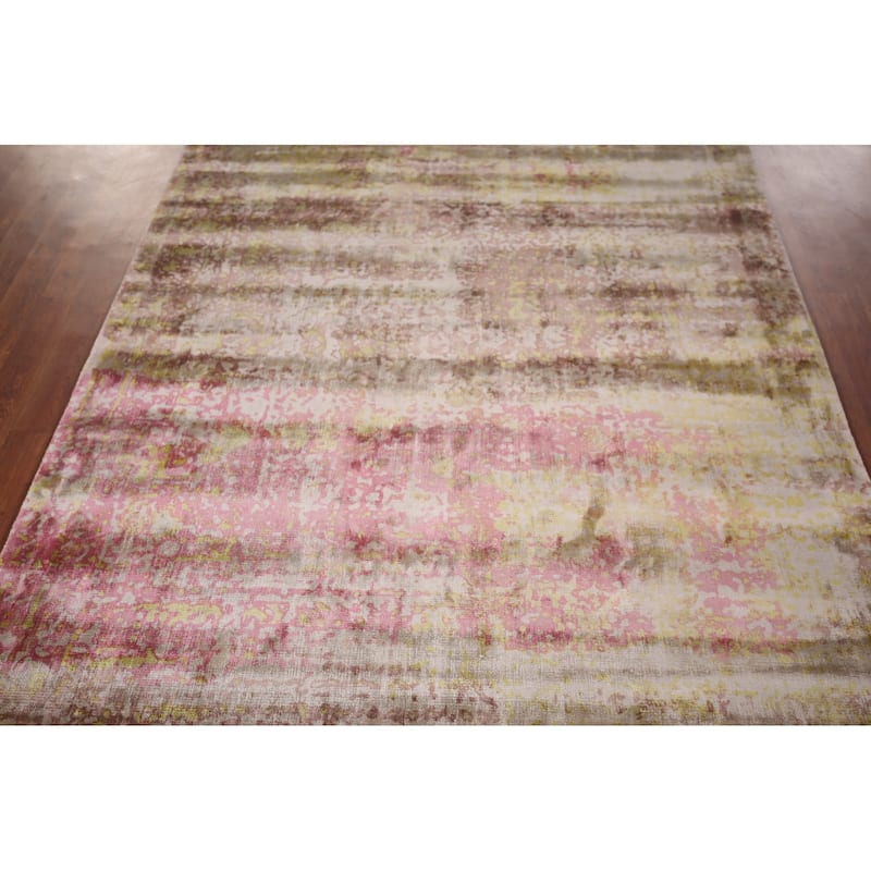Colorful Abstract Modern Area Rug Handmade Wool Carpet - 5'2"x 7'7"
