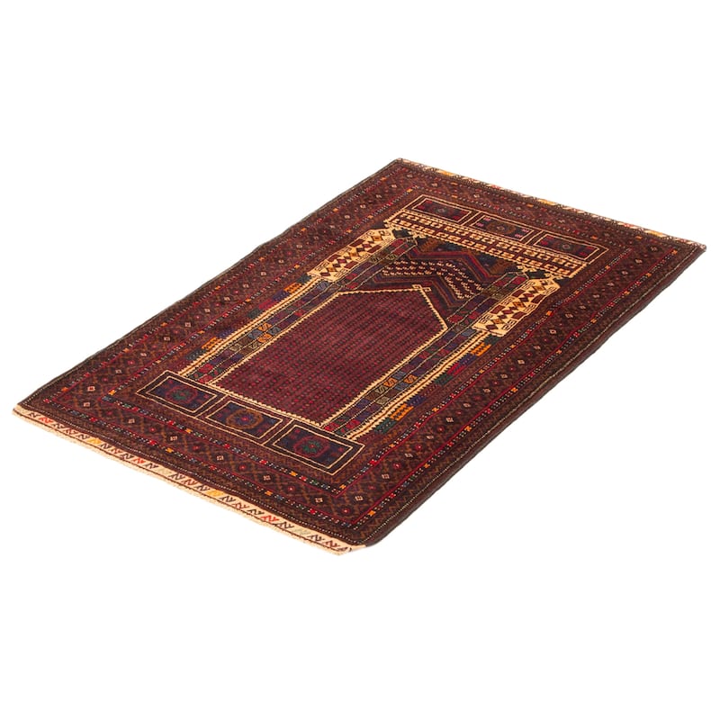Teimani Burgundy Rug 3'1" x 5'1" - 3'1 x 5'1
