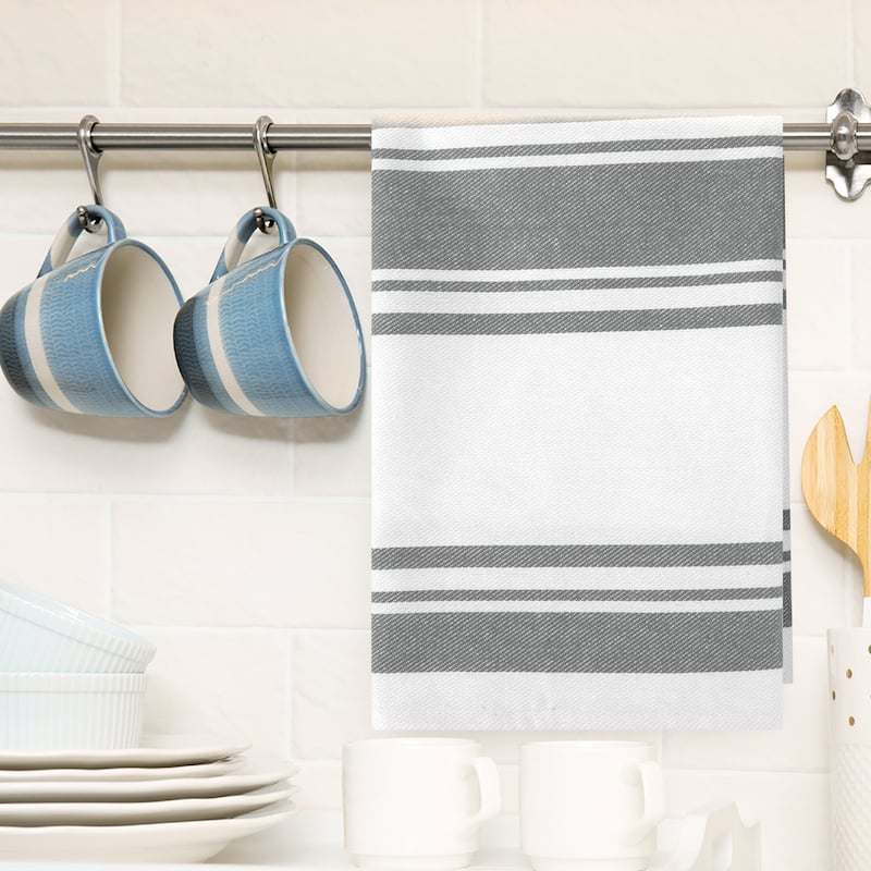 28 x 20 Inch Stripe Kitchen Towels Decor Cotton Tea Dish Towels Soft & Absorbent Linen Tea Towels