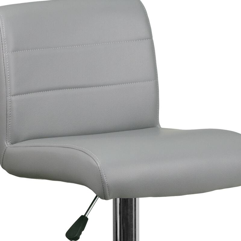 2 Pack Vinyl Adjustable Height Barstool with Rolled Seat and Chrome Base