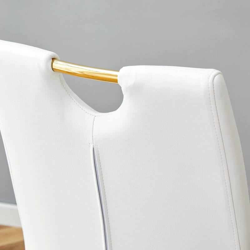 PU Dining Chair Set, Uniquely Designed Dining Chairs, Pu Material, Paired With Gold Metal Chair Legs, (Set Of 6)